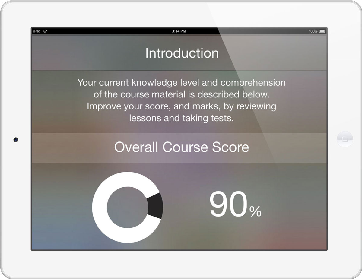 Overall Course Score on Tablet Device Adaptive Screenshot of iPad with Overall Course Score