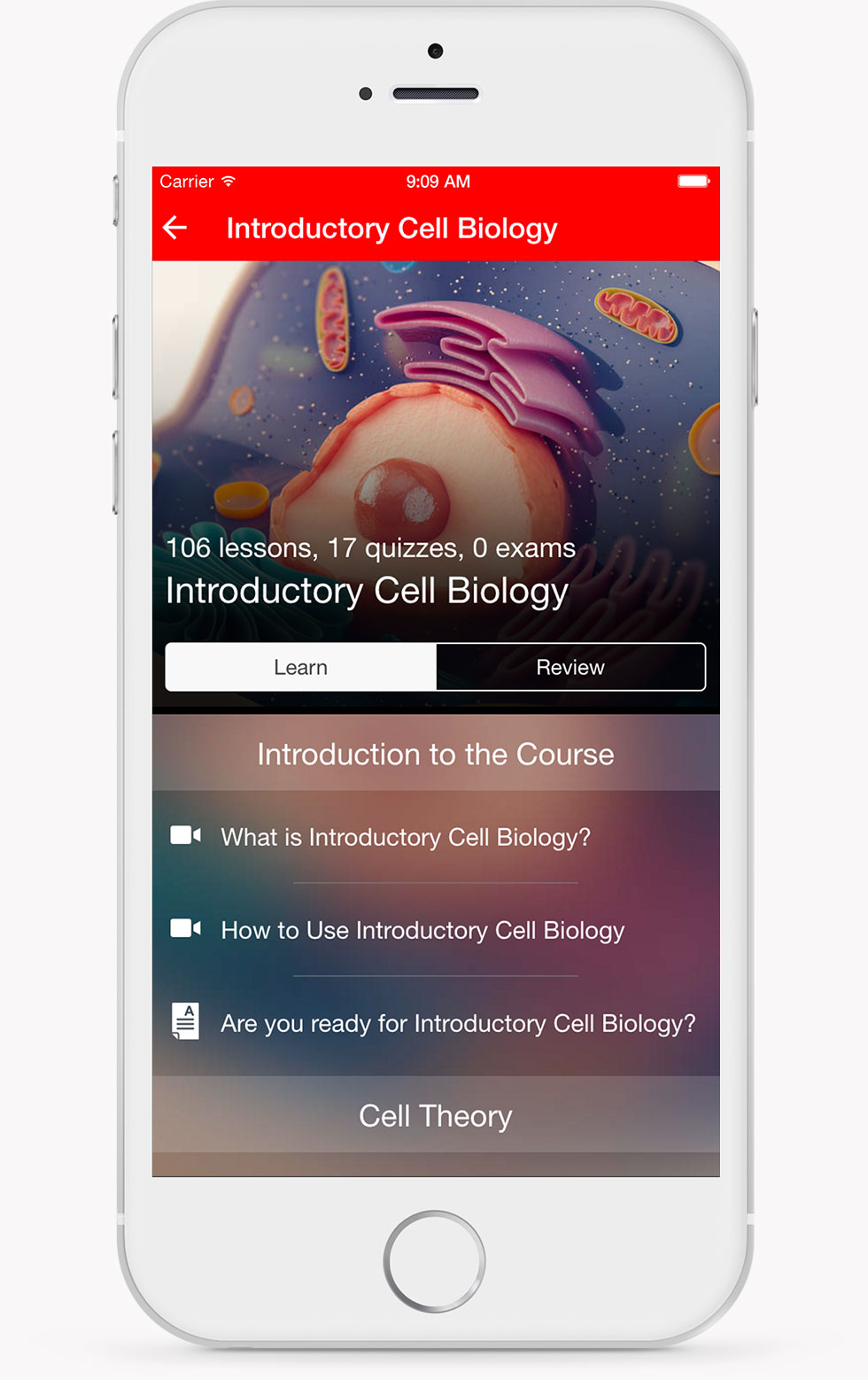 Introductory Cell Biology Learn Interface