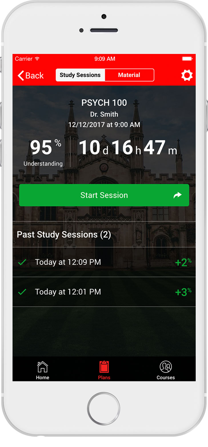 Study Plan Main Screen Study Plan Main Screen